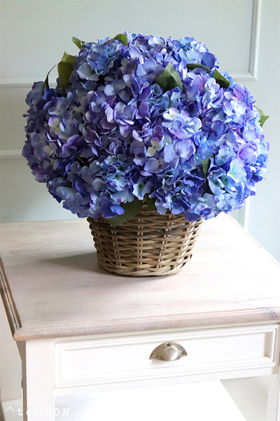 bardzo bogaty kosz hortensji, Blue Provance Azur, wym.52x48cm 