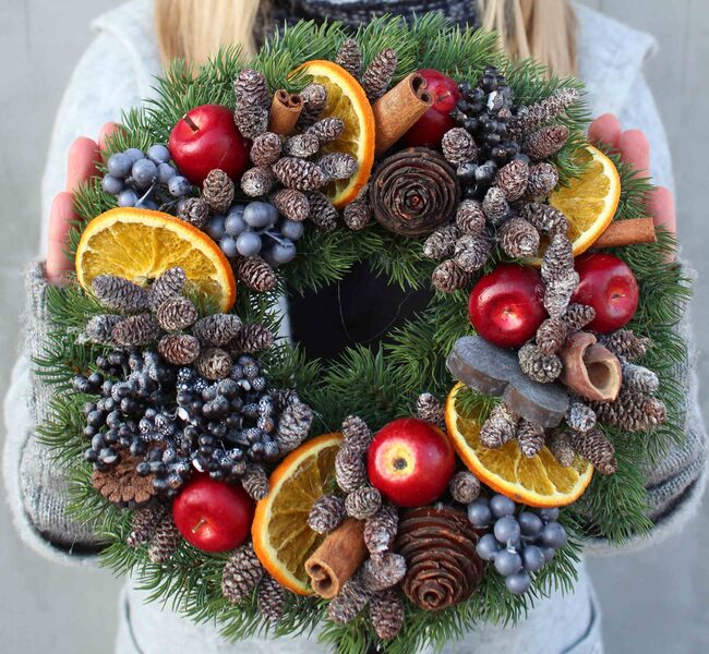 dekoracyjny wianek / stroik Wigilia II, śr.28cm