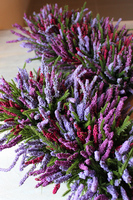 Wrzosy Duo, kompozycja kwiatowa w czarnej donicy 1szt., wys.44x17cm 