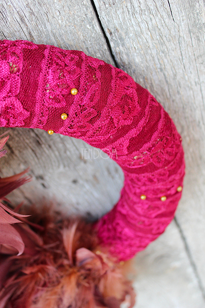 efektowny wieniec / wianek Kogucie Pióra, śr.35cm