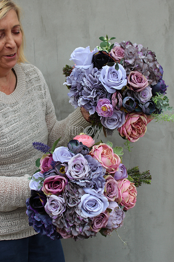 Pastelowa Nostalgia, bukiet kwiatów, wys.40cm, śr.28cm