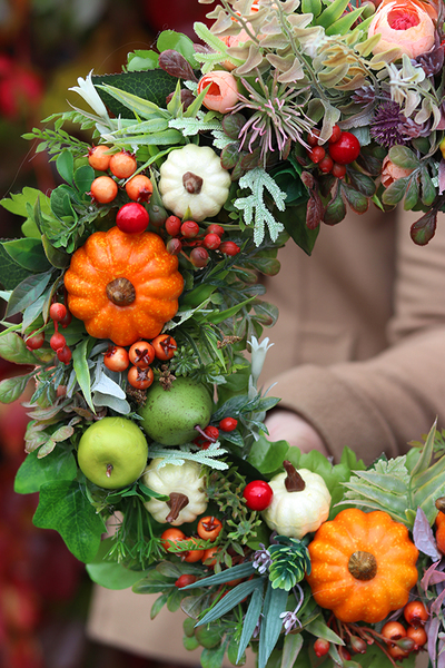 atrakcyjny wianek z dyniami, Sadowa Fantazja II, śr.34cm