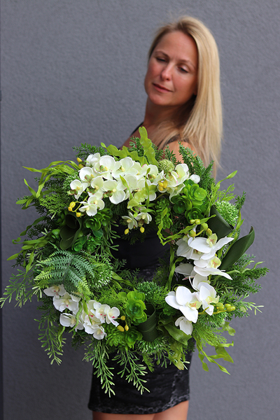 Galindia, wysokiej jakości wianek ze sztucznych roślin, śr.48cm