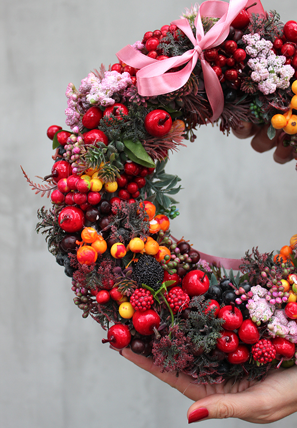 dwustronny, misternie wykonany jesienny wianek Toronto, śr.29cm 