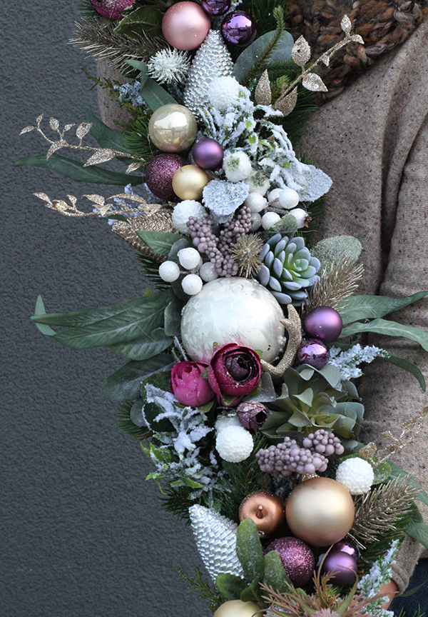girlanda / dekoracja na stół , kominek Fioletowa Wigilia, dł.180cm