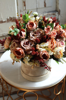 beżowy welurowy flowerbox, Refisa Velvet, wys.34cm