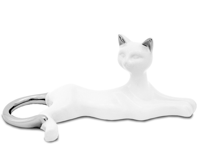 ceramiczna figurka Kot leżący A, wym.8.5x21x9cm