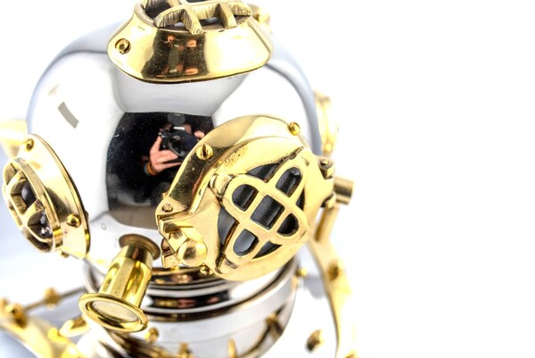 Boston Navy, mosiężny hełm nurka retro, wym.20x18x20cm