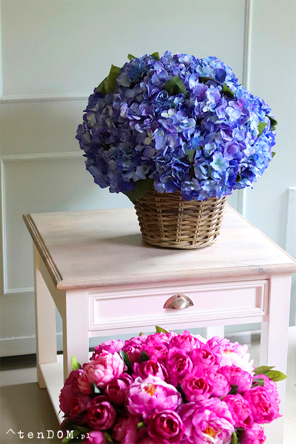 bardzo bogaty kosz hortensji, Blue Provance Azur, wym.52x48cm 