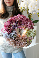 Stonowana Hortensja 2 wianek na drzwi, śr. 34cm