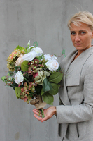 dekoracja, wiązanka nagrobna Biel-Krem-Brąz, wym.60cm