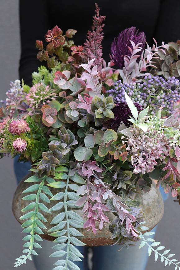 kompozycja kwiatowa w ceramicznym naczyniu, Verona Medina Big, wys.33cm