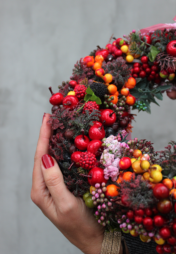 dwustronny, misternie wykonany jesienny wianek Toronto, śr.29cm 