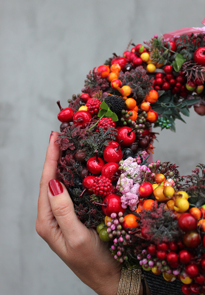 dwustronny, misternie wykonany jesienny wianek Toronto, śr.29cm 