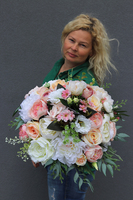 bukiet / kompozycja nagrobna w plastikowym wkładzie do wazonu, Hellina, śr.40cm