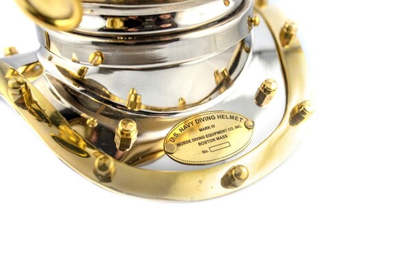 Boston Navy, mosiężny hełm nurka retro, wym.20x18x20cm