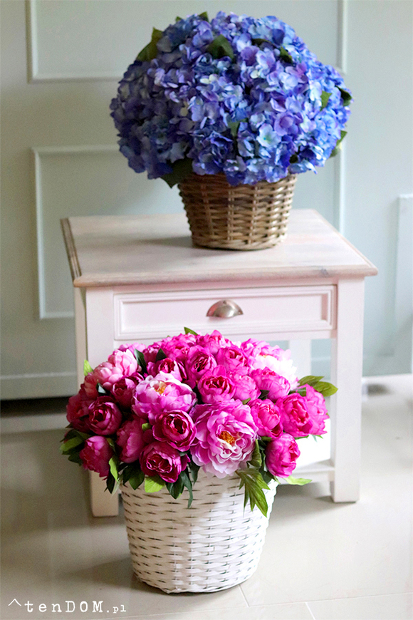 bardzo bogaty kosz hortensji, Blue Provance Azur, wym.52x48cm