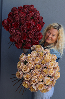 bukiet 35 piaskowych róż, Rolania Sand, dł.65cm