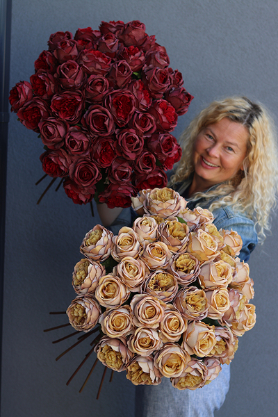 bukiet 35 piaskowych róż, Rolania Sand, dł.65cm