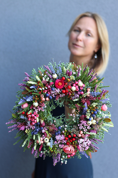 kwiatowo-owocowy wianek, Perrasa Heater, śr.33cm