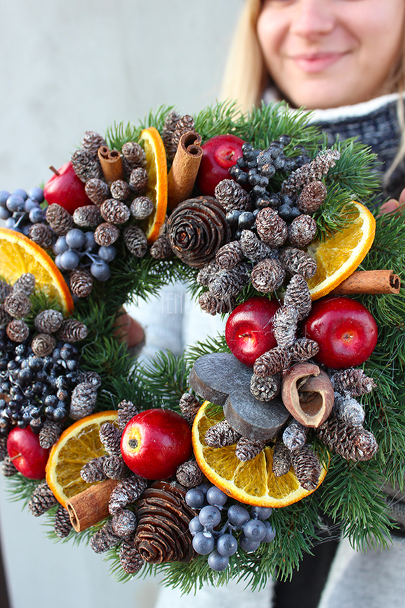 dekoracyjny wianek / stroik Wigilia II, śr.28cm