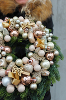 Golden Christmas dekoracyjny wianek / stroik, śr.28 cm