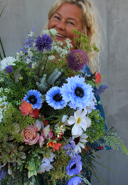 dekoracja w plastikowej osłonce, Polne Kwiaty, wym.60x58x55cm 