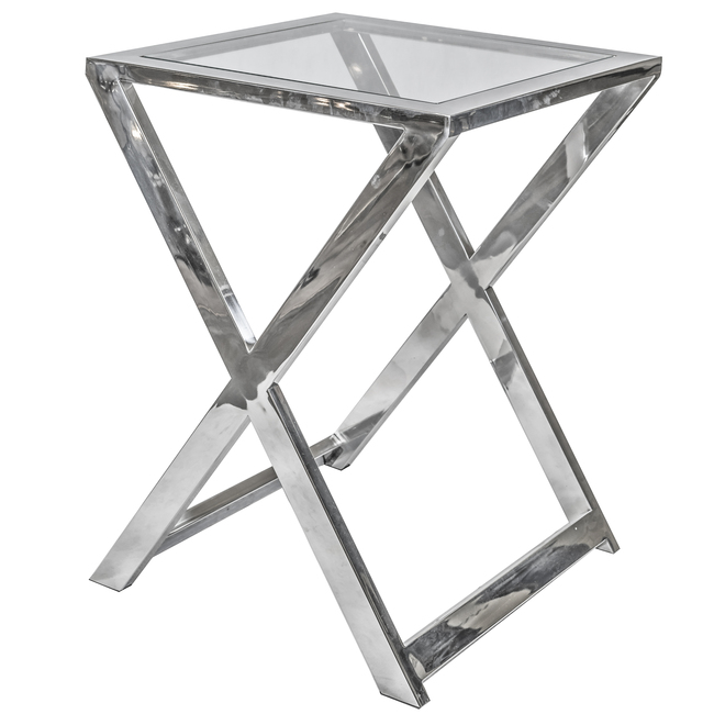 Donatello Glamour B elegancki srebrny stolik, wym.​​​45x45x80cm