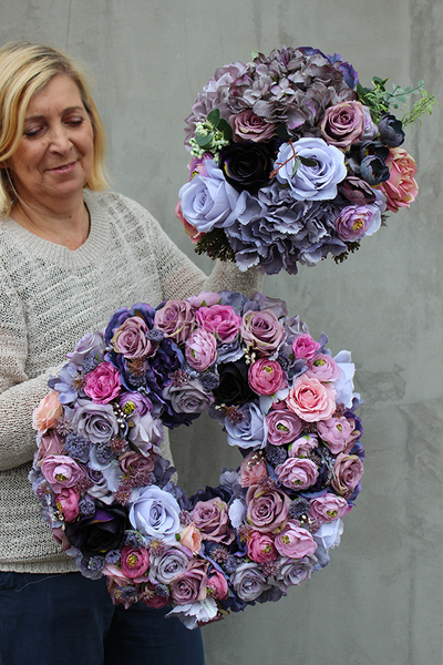 Pastelowa Nostalgia, bukiet kwiatów, wys.40cm, śr.28cm