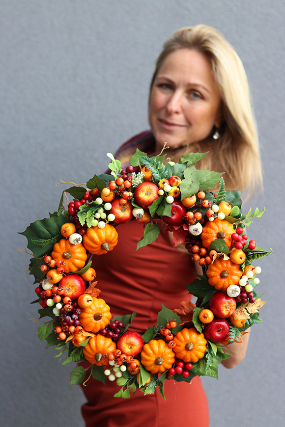 dyniowy wianek Polska Złota Jesień, śr.40cm