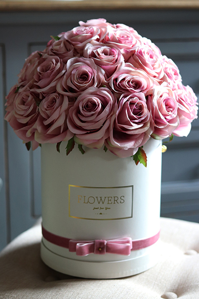 flowerbox różany Montana z aksamitką, wys.36cm