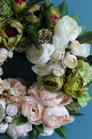 Caryca Katarzyna Green & Cream, efektowny wianek na drzwi, śr.40cm  