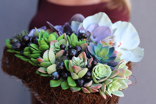 dekoracja sukulenty & storczyki w kształcie serca Tellia 2, wym.14x30x30cm