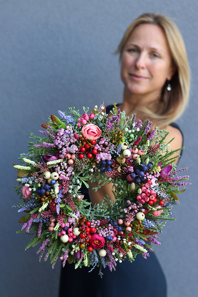 kwiatowo-owocowy wianek, Perrasa Heater, śr.33cm