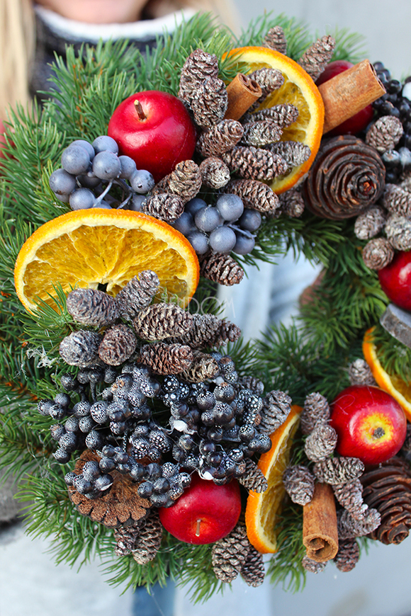 dekoracyjny wianek / stroik Wigilia II, śr.28cm