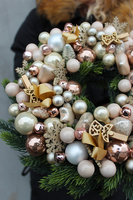 Golden Christmas dekoracyjny wianek / stroik, śr.28 cm