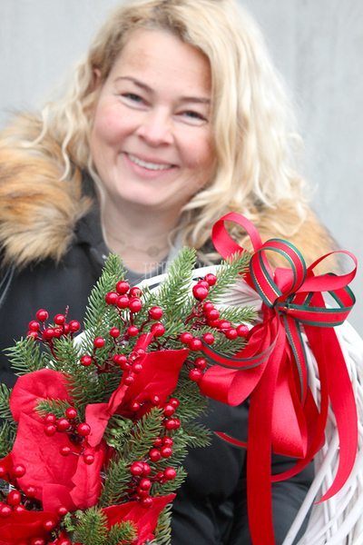 Gwiazda Betlejemska Red wianek / stroik dekoracyjny, śr.40cm