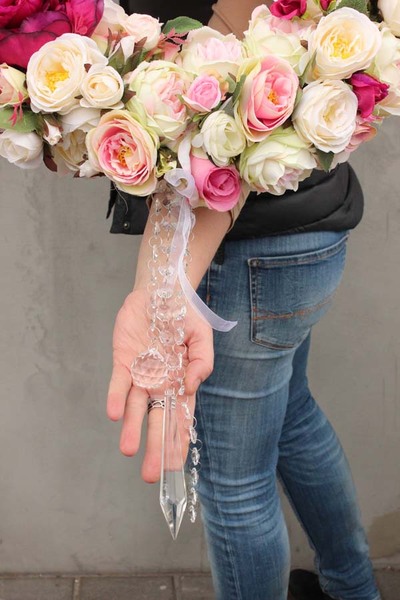 Delicja elegancki wianek na drzwi z kryształem, śr.45cm