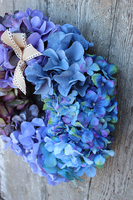 Niebiesko-Fioletowa Hortensja wianek na drzwi, śr.35cm  