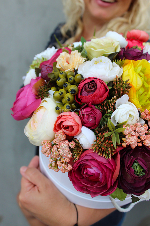 kompozycja kwiatowa Pożegnanie Lata / bukiet Flowerbox wys.25cm