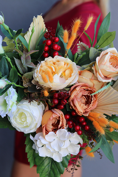 Nerassa, elegancki bukiet nagrobny we wkładzie z suszem, wys.59cm 