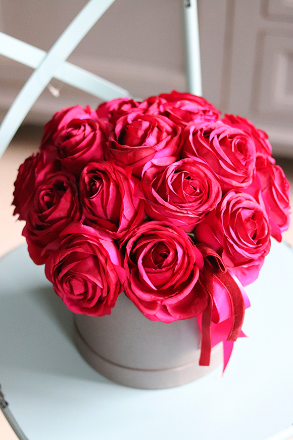 elegancki flowerbox z cyframi, Jubileo Amarantino, wys.34cm