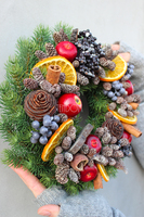 dekoracyjny wianek / stroik Wigilia II, śr.28cm