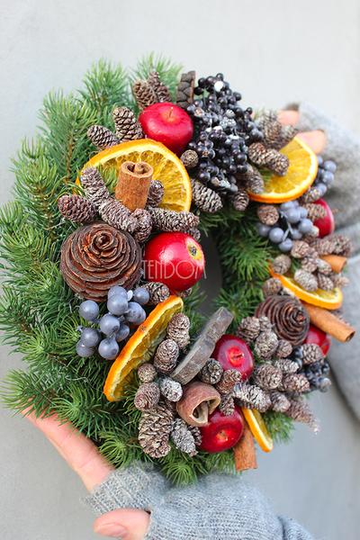 dekoracyjny wianek / stroik Wigilia II, śr.28cm