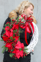 Gwiazda Betlejemska Red wianek / stroik dekoracyjny, śr.40cm