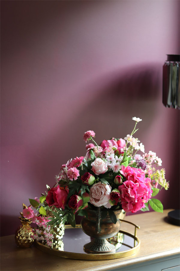 barwna kompozycja kwiatowa w pucharze, Maracuja, wym.50x65cm