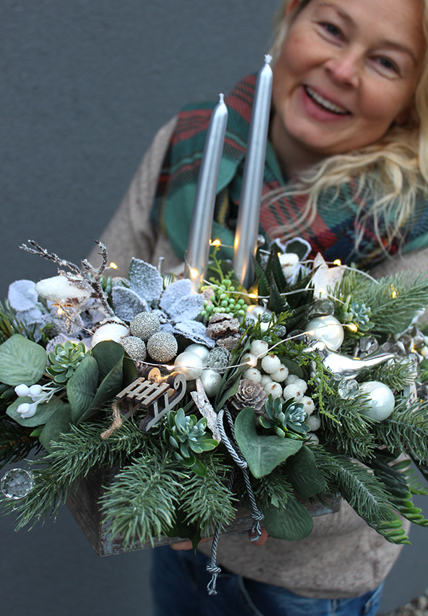 Świąteczna Szuflada, stroik / kompozycja bożonarodzeniowa, wym.20x34x46cm