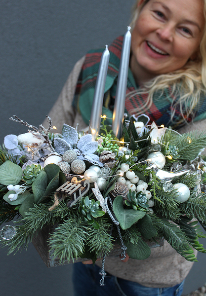 Świąteczna Szuflada, stroik / kompozycja bożonarodzeniowa, wym.20x34x46cm