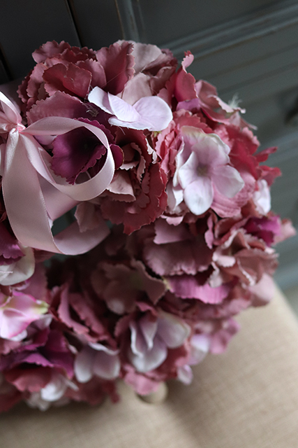 różowo-fioletowa Hortensja wianek na drzwi, śr.25cm 