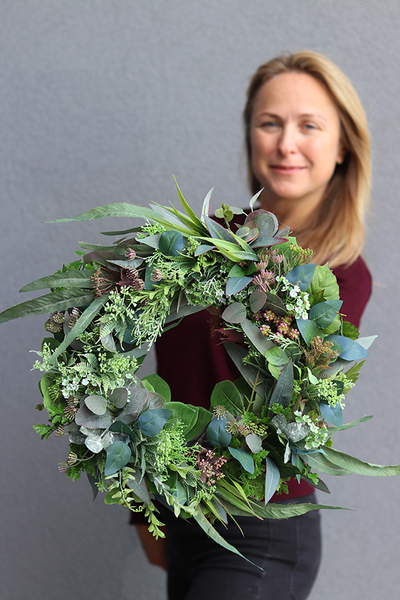 Greeno, zielony wianek ze sztucznych roślin, śr.40cm 